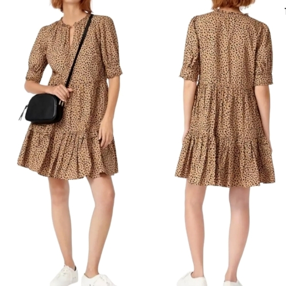 J.Crew Leopard Print tiered mini dress size small - Picture 1 of 9